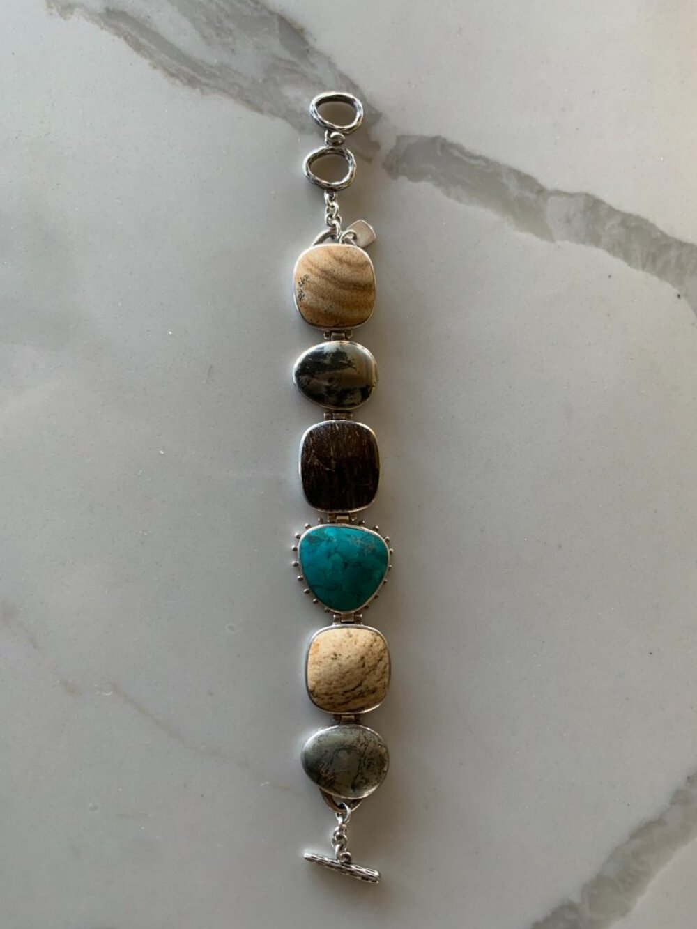 Silpada B1934 Multi-Stone Toggle Bracelet .925 Sterling Silver
